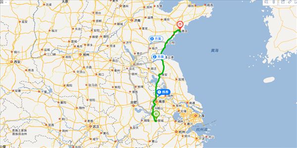 ="宣城到青岛路线图"