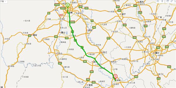 成都到泸州开车路线图