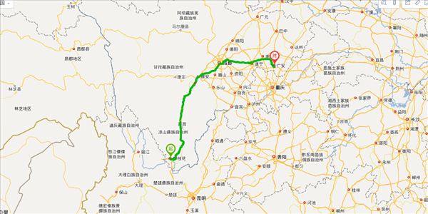攀枝花到广安开车路线图