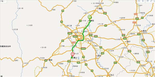 德阳到眉山开车路线图