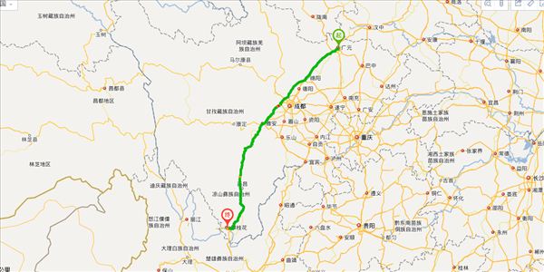广元到攀枝花开车路线图
