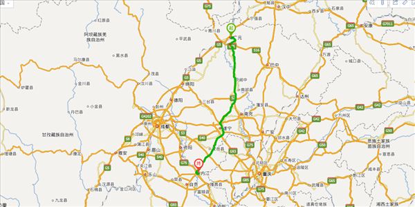 广元到内江开车路线图