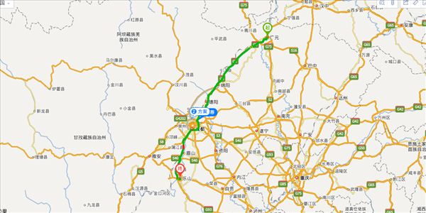 广元到乐山开车路线图