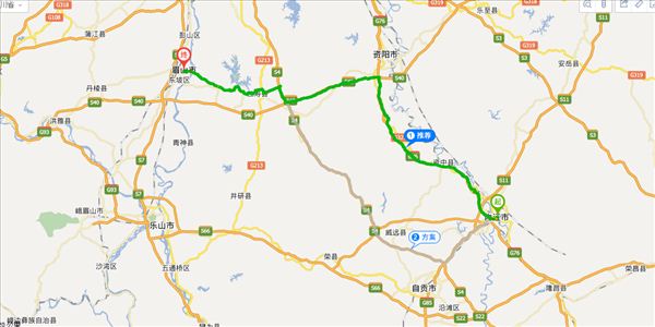 内江到眉山开车路线图