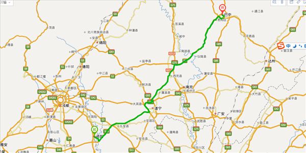资阳到巴中开车路线图
