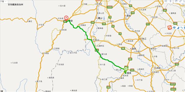宜宾到雅安开车路线图