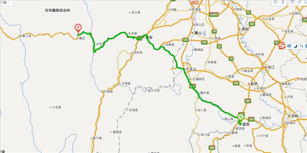宜宾到甘孜开车路线图