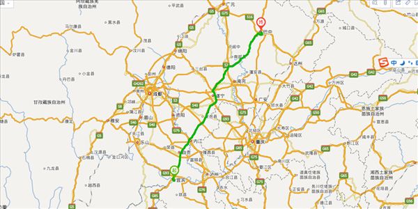 宜宾到巴中开车路线图