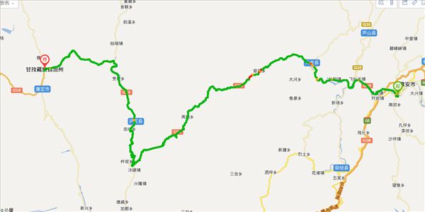 雅安到甘孜开车路线图
