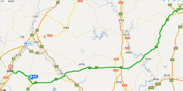 巴中到德阳开车路线图