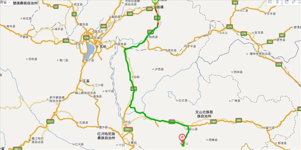 曲靖到文山开车路线图