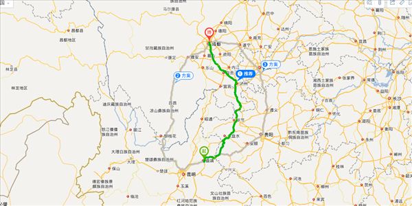曲靖到成都开车路线图