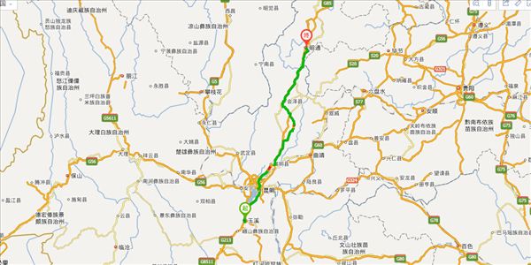 玉溪到昭通开车路线图