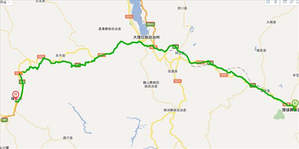 楚雄到保山开车路线图
