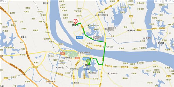 鄂州到黄冈开车路线图