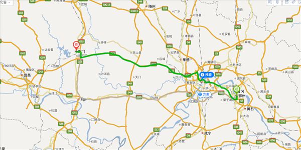 鄂州到荆门开车路线图