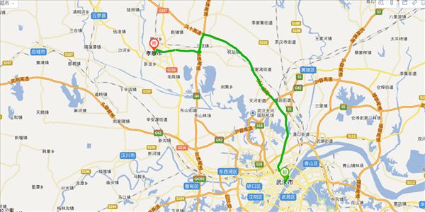 武汉到孝感开车路线图