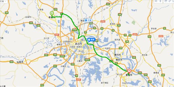 孝感到黄石开车路线图