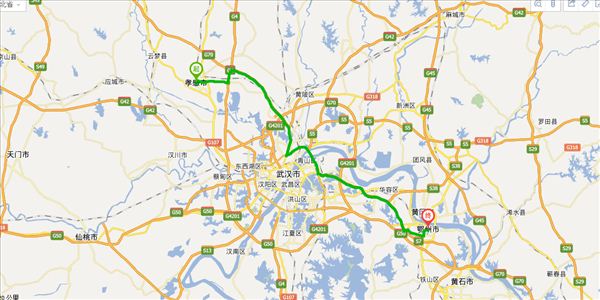 孝感到鄂州开车路线图