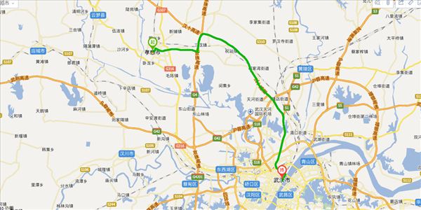 孝感到武汉开车路线图