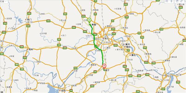 孝感到咸宁开车路线图