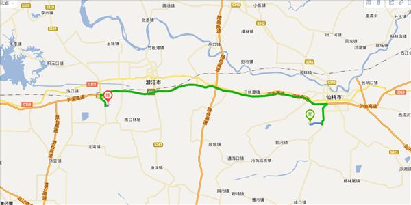仙桃到潜江开车路线图