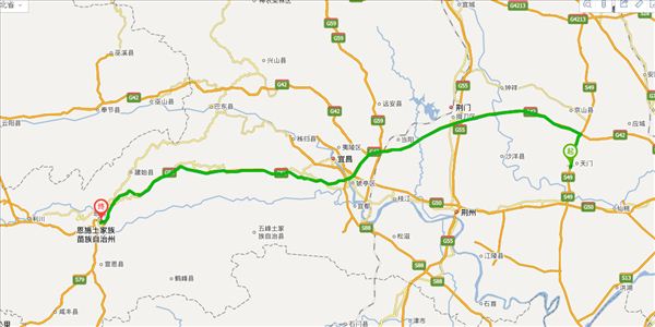 天门到恩施开车路线图