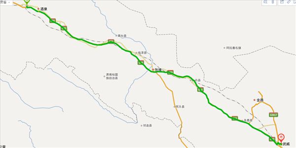 嘉峪关到武威开车路线图