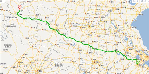天水到白银开车路线图