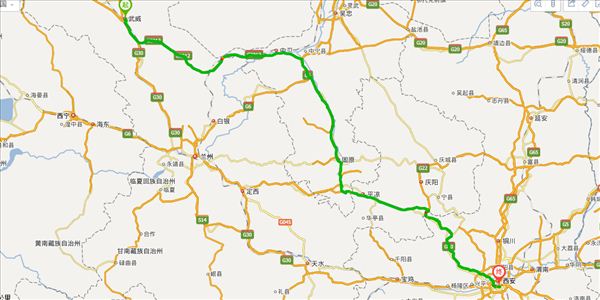 武威到西安开车路线图