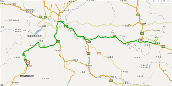 平凉到甘南开车路线图
