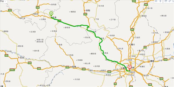 平凉到西安开车路线图