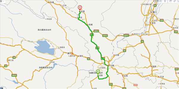 临夏到金昌开车路线图