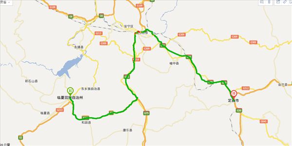 临夏到定西开车路线图