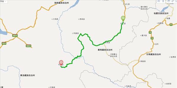 黄南藏族自治州到果洛藏族自治州开车路线图