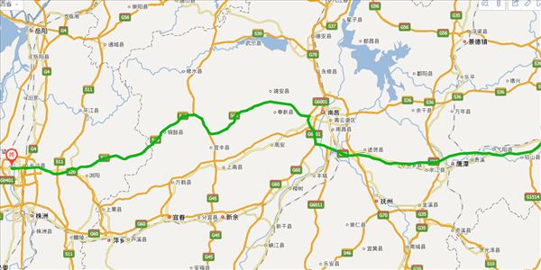 上饶到长沙开车路线图