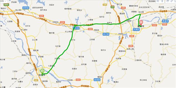抚州到鹰潭开车路线图