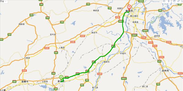 新余到南昌开车路线图
