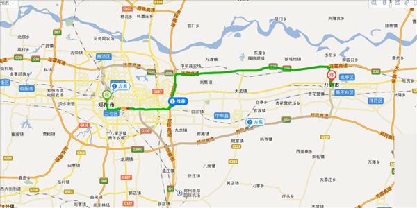 郑州到开封开车路线图