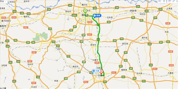 郑州到许昌开车路线图