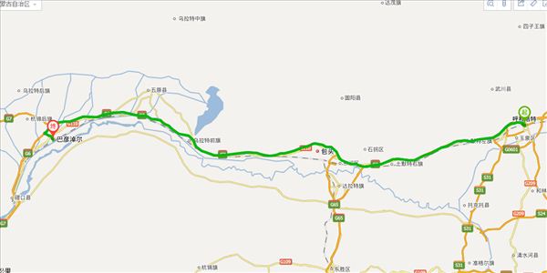 呼和浩特到巴彦淖尔开车路线图