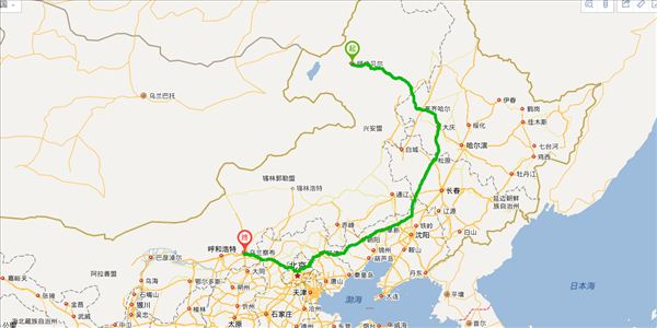 呼伦贝尔到乌兰察布开车路线图