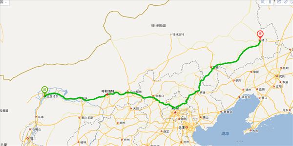 巴彦淖尔到通辽市开车路线图