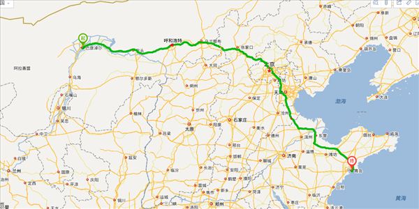 巴彦淖尔到青岛开车路线图