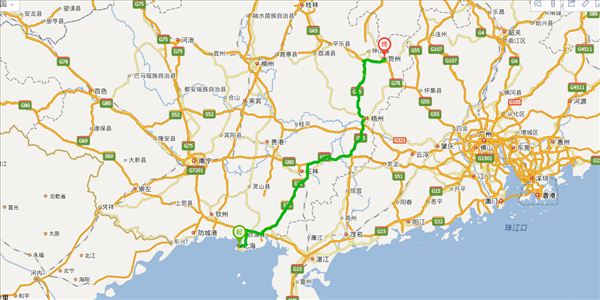 北海到贺州开车路线图