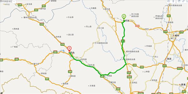 河池到百色开车路线图